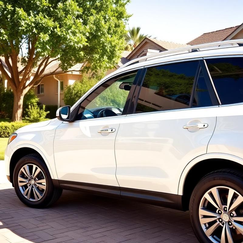 Gleaming white family SUV freshly valeted on a driveway